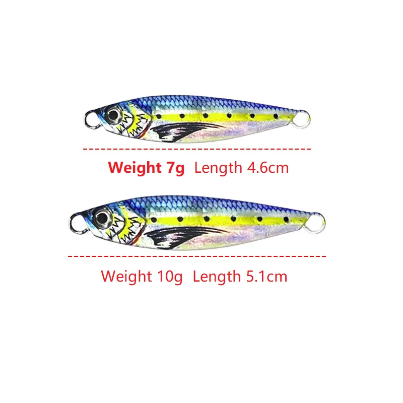 7g pesca Jigging cebo Artificial aparejos impresión 3D láser plantilla de Metal señuelo de pesca Ideal para pesca en el mar caña de pescar al aire libre - imagen 5