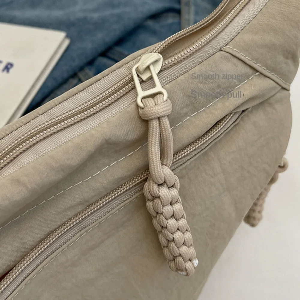 Nieuwe canvas crossbodytassen grote capaciteit Koreaanse vereenvoudigde sporthobos tas lichtgewicht effen kleur schoudertas dames - imagen 5