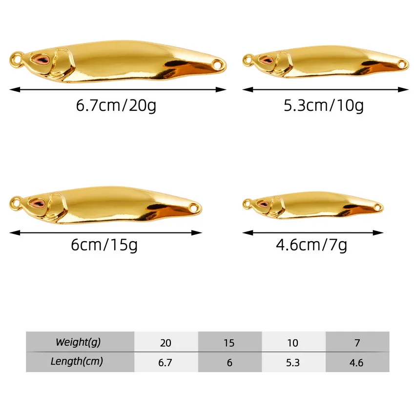 Señuelos VIB de Metal dorado y plateado, cebos de 5/7/10/15/20g con vibraciones vívidas fuertes, señuelo de cuchara, cebo de pesca de lubina Artificial, cebo duro 3D - imagen 3