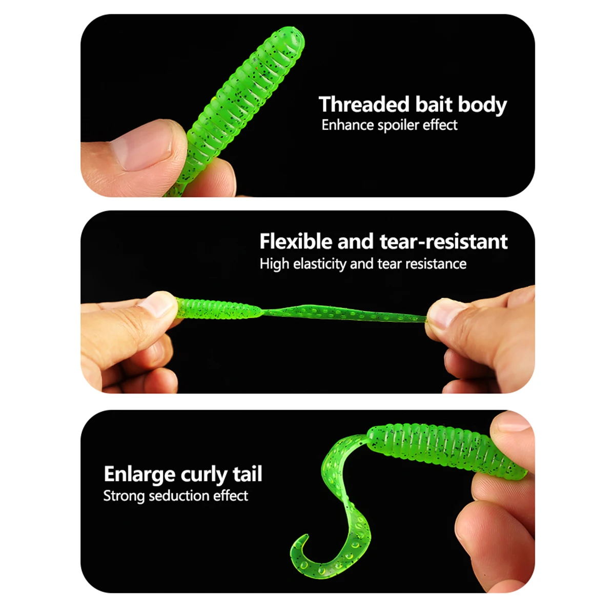 Kit de cebo blando de gusanos rizados, señuelo de pesca suave con olor a Camarón, plomada anzuelo de cabeza de 6cm, 3g, anzuelos de pesca con caja de aparejos de pesca, 37 unids/set - imagen 3