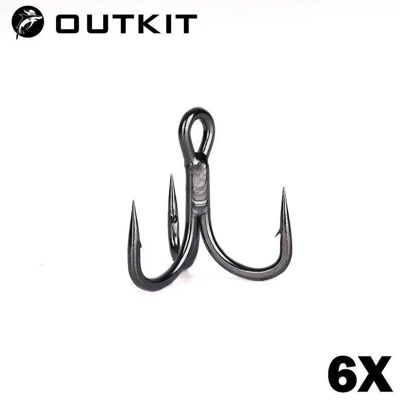 OUTKIT 10 Uds 6x fuerte súper afilado redondo triple gancho antioxidante acero alto en carbono 2 4 6 8 # Aparejos de pesca con anzuelos triples marinos - imagen 4