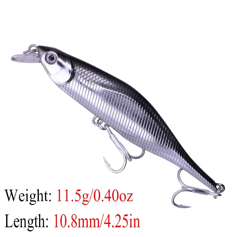 Señuelo de pececillo flotante Artificial, 1 unidad, 11cm, 11,5g, señuelo de pesca de tiro apretado, cebo duro, aparejos de pesca con ojos de pez 3D, Wobblers - imagen 2