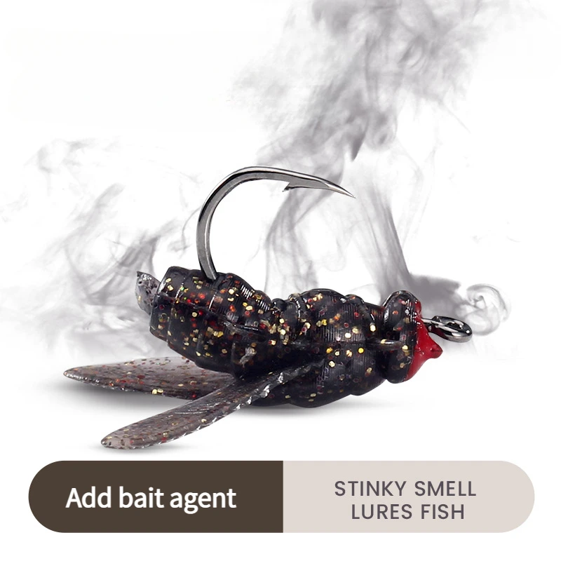 Señuelos de vinilo insecto biónico con tira blanca para pesca en arroyo - imagen 3