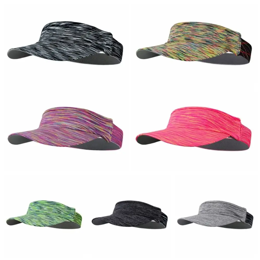 Sombrero de copa vacío absorbente para el sudor, gorra con visera en topless de colores mezclados de secado rápido, gorra deportiva transpirable con protección solar para correr y maratón - imagen 5