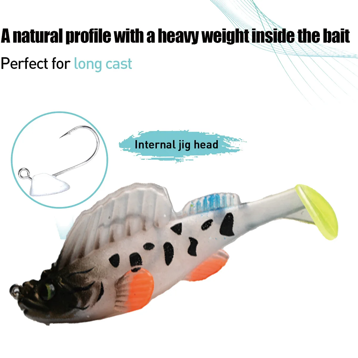 Wondersee, 1 pieza, señuelo de pesca Wobbler oscuro de silicona, 75mm, 14g, señuelo suave que se hunde, anzuelo, Swimbaits, lubina, sábalo, aparejos de perca - imagen 5