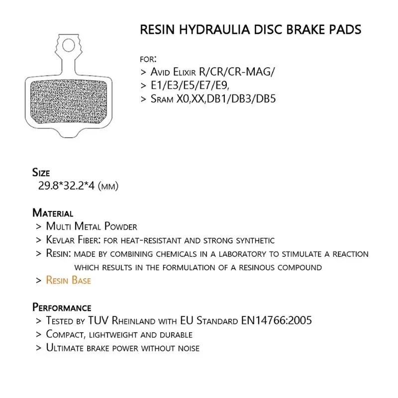 Pastillas de freno de disco de bicicleta semimetálicas, accesorios de La E-BIKE, AVID, Elixir R, 1, E1, 3, 5, 7, 9, Sram X0, XX, DB1, 3/5, 1 par - imagen 2