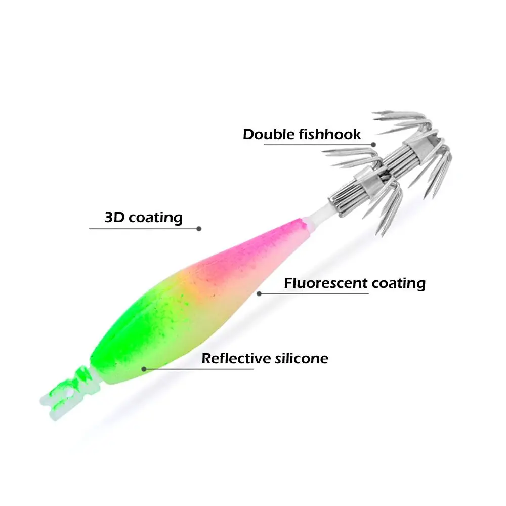 Tubo de soplado luminoso de 4 piezas, anzuelo de pulpo de madera, cebo de Camarón, anzuelo de calamar, rollo de tela, gancho de explosión de pesca marina, accesorios de pesca - imagen 3