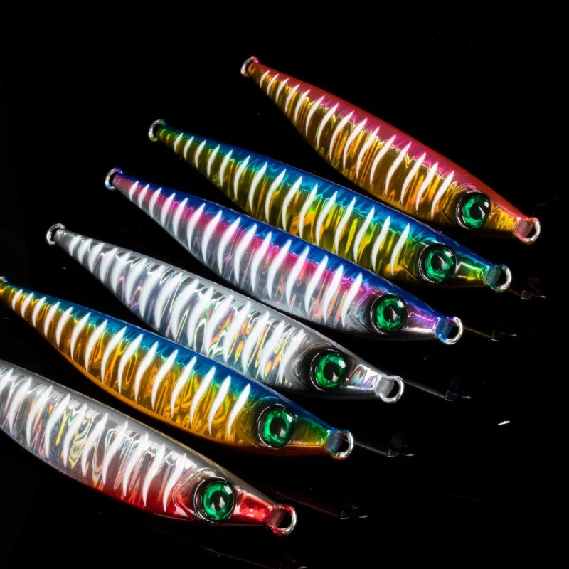 Señuelo de Jigging lento de 40g, 60g, 80g, 100g, plantillas de Metal que se hunden, señuelo de pesca luminoso, agua salada, lubina, cebo Artificial Vertical para lubina - imagen 2