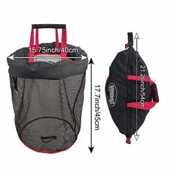 Aventik Cesta flotante para peces Bolsa de pozo vivo con malla de goma reforzada, red de pesca plegable para barcos, kayaks y canoas