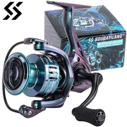 Sougayilang-carrete de Pesca giratorio, bobina de Metal con mango Eva, arrastre máximo de 8KG, tamaño 1000-4000