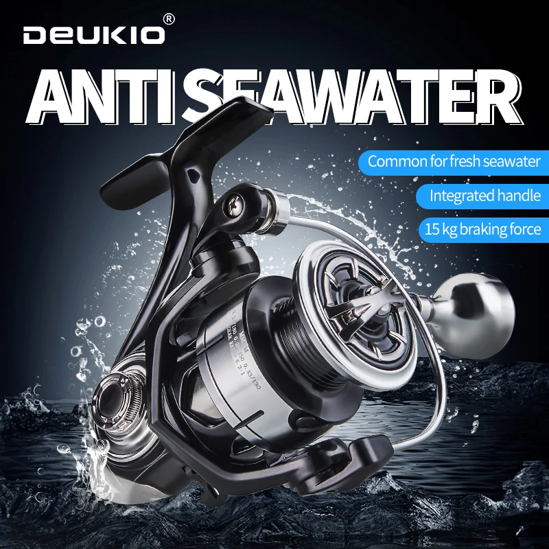 DEUKIO, recién llegado, carrete de pesca de agua salada, carretes giratorios con perilla de bola de Metal 2000-7000 3 + 1BB 5,2: 1, arrastre máximo de 15KG, carretes a prueba de agua - imagen 5