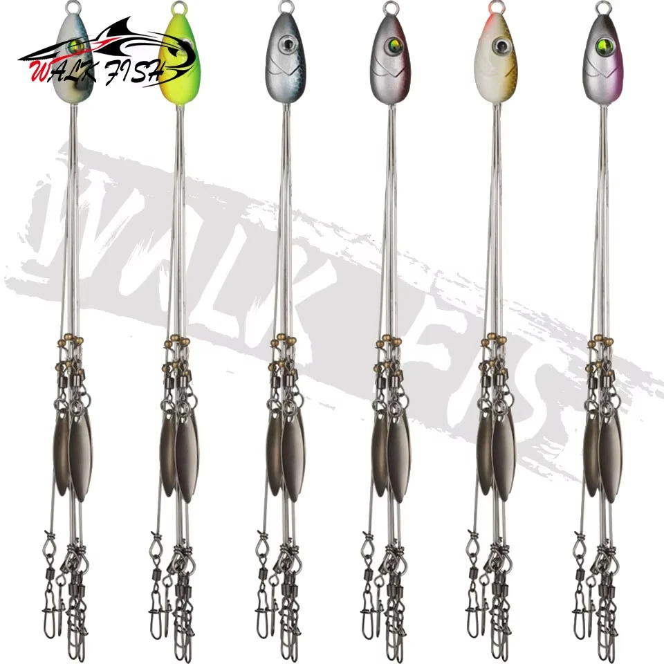 WALK FISH-Juego de pesca Alabama, 21,5 cm, 17g, señuelo de pesca con 5 brazos, cabeza de aparejo, cebo de natación, anzuelo de plomo, Pin de anillo giratorio, cebo falso para pececillo - imagen 3