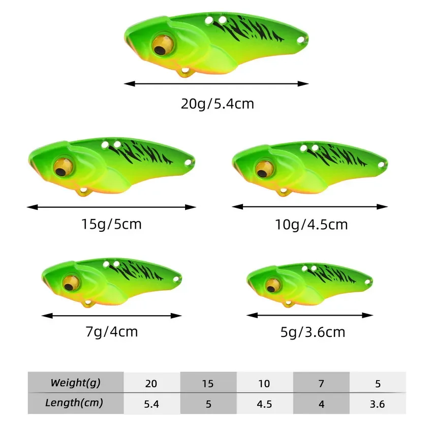 Señuelo de pesca de Metal VIB, 5g, 7g, 10g, 15g, 20g, cuchara de vibración, cebos duros Crankbait Wobbler Swimbait, aparejos de cicla VIB, 1 unidad - imagen 3