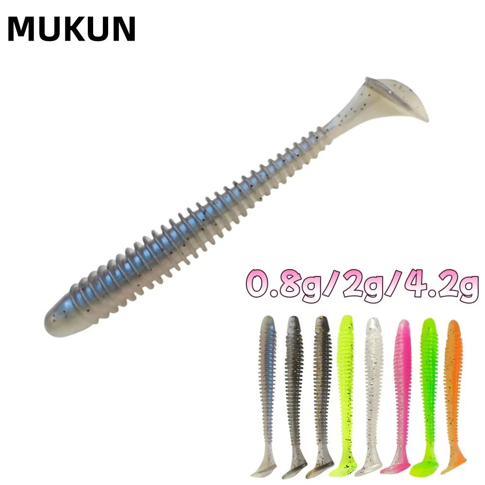 Señuelo de Pesca MUKUN con anillo de impacto, 6 uds., 50MM, 65MM, 100MM, Pesca Artificial, Leurre Souple, Señuelos de Pesca - imagen 2