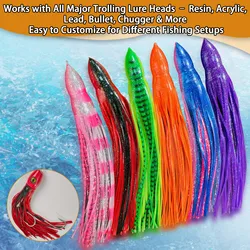 OctopusAventik Falda de calamar para señuelo de pesca, cebo de goma suave para lubina, atún, Mahi, Marlin, Wahoo, pez vela