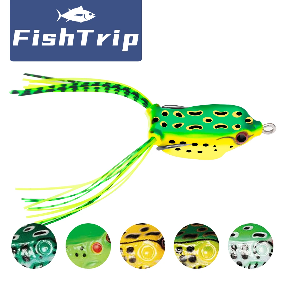 FishTrip-señuelo de rana para pesca, Topwater Hop Walker, cebo de plástico suave para Lucio y lubina