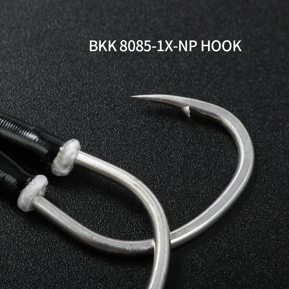 CASTFUN-anzuelo de plantilla lenta, 2 uds/1 bolsa, gancho de acero rico en carbono para plantilla de Metal con 8 accesorios de pesca de línea de PE trenzado - imagen 4