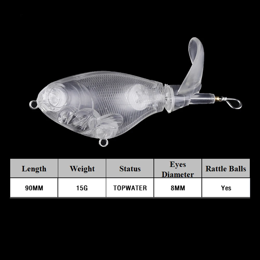 Chan'sHuang 20 piezas cebo en blanco sin pintar 90mm 15g Topwater cola giratoria Splasher Popper DIY hecho a mano señuelo de pesca Artificial - imagen 2