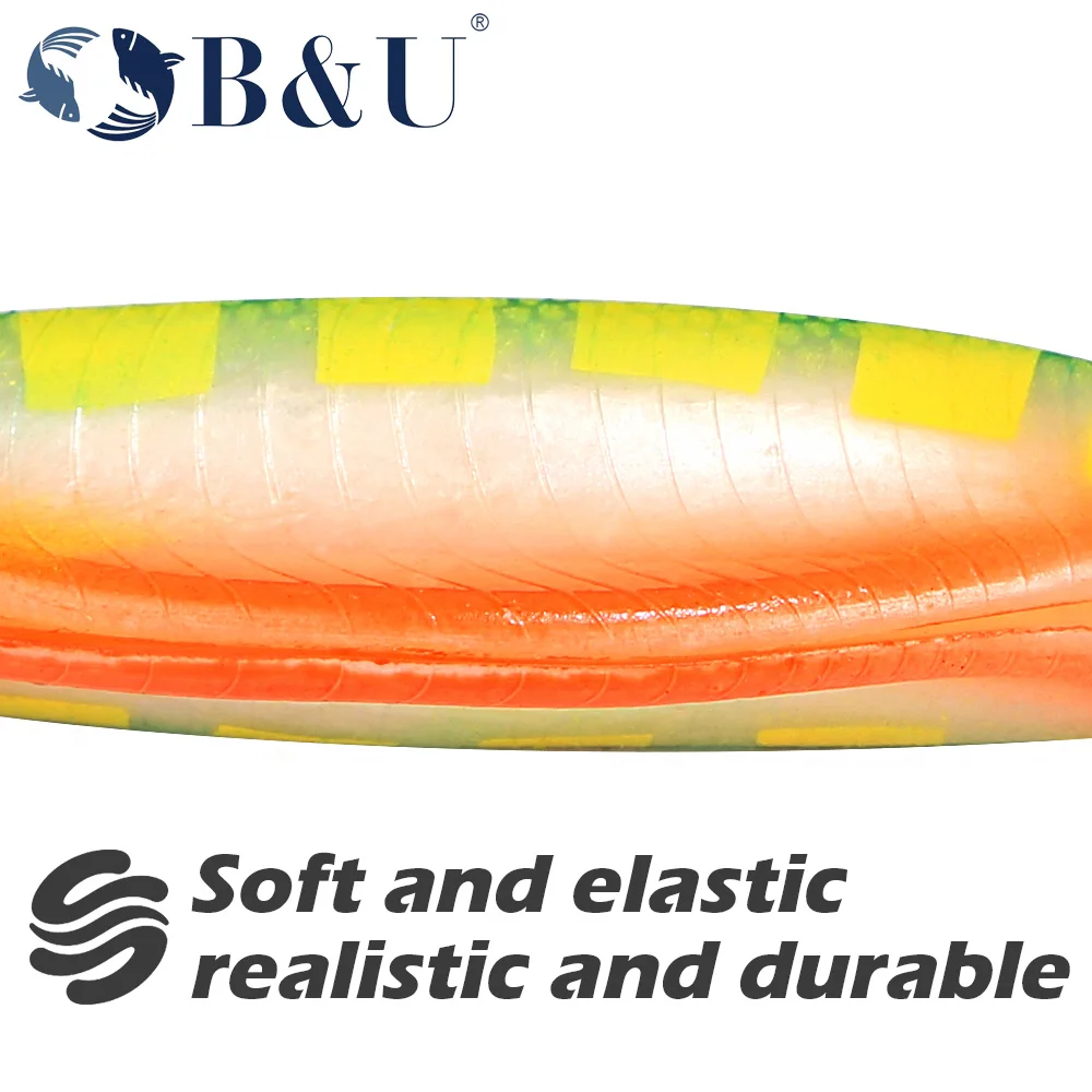 B & U-señuelo de pesca de Swimbait suave, cola larga ondulada, cebo de Lucio grande, plantilla de aparejo de acción de natación seductora - imagen 5