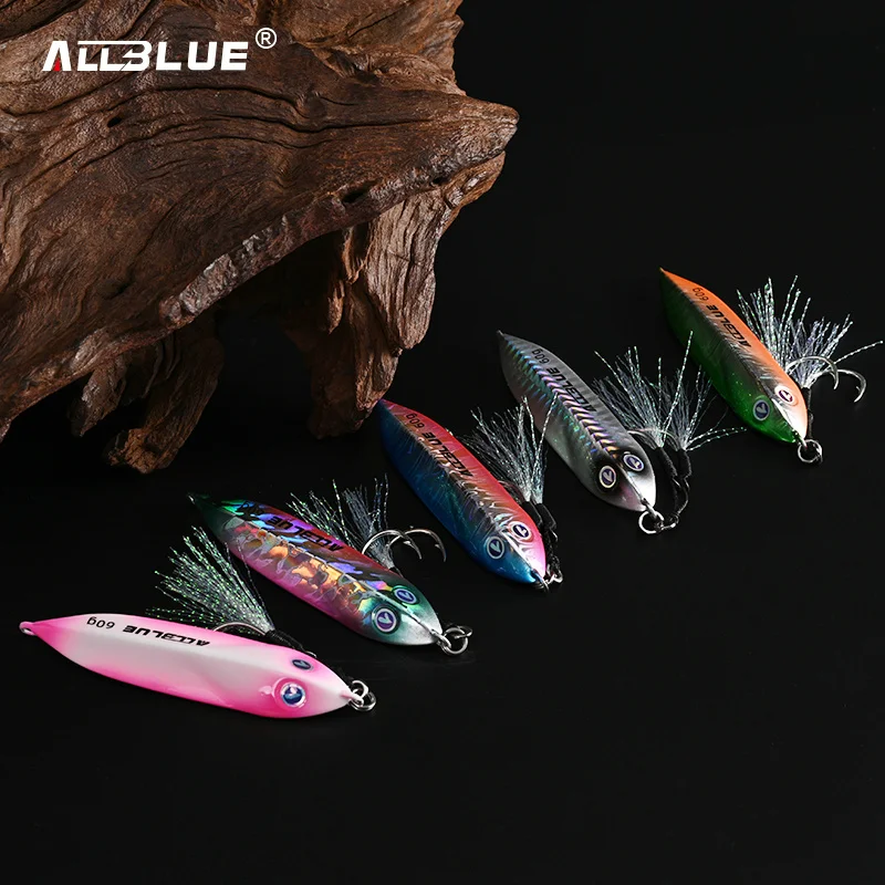 ALLBLUE SEABLUE-plantilla de pesca lenta de Metal, cuchara fundida, cebo Artificial de 60G, fundición a tierra, Jigging, aparejos de señuelo de lubina de Metal - imagen 5