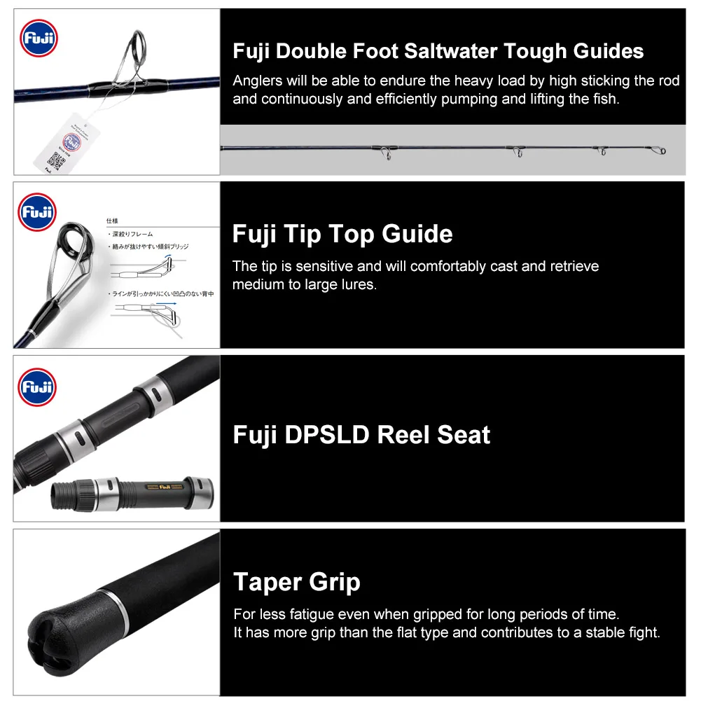 Noeby-caña de pescar de juego pesado, señuelo guía Fuji, peso máximo 200g, cañas giratorias de fundición larga, 2,59 m, 2,75 m, 3,05 m - imagen 4