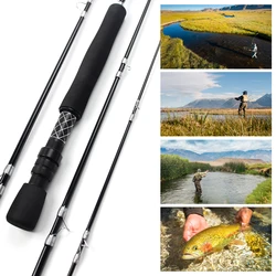 Esta caña de pescar con mosca de cuatro secciones presenta un diseño liviano, es fácil de moler y es adecuada para diversas condiciones de agua.