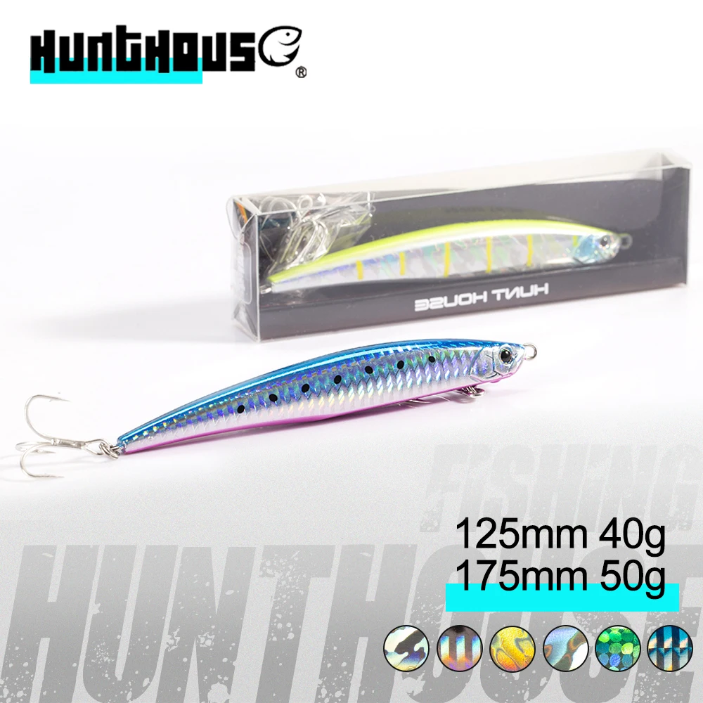 Hunthouse Jerk Press cebo lápiz Señuelos de Pesca 125mm/40g 175mm/50g hundimiento señuelo de fundición larga para atún aparejos de lubina LW509 - imagen 2