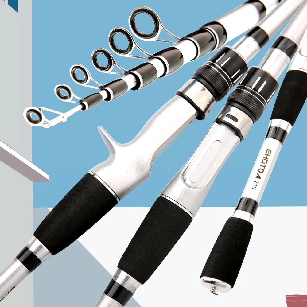 GHOTDA-caña de pescar telescópica, ultraligera, dura, portátil, de fundición larga, de fibra de carbono, 1,5-2,4 m, de acción rápida - imagen 3