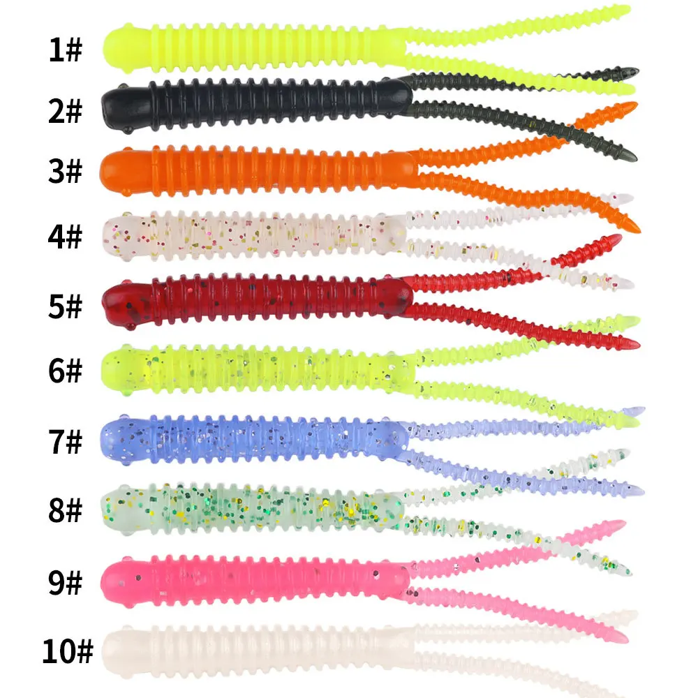 Señuelo de pesca de plástico suave, 6 uds., 3g, cola de horquilla, larva, Swimbaits, gusano, cebo de silicona para lubina, trucha, Wobblers, dorado, agua dulce - imagen 4