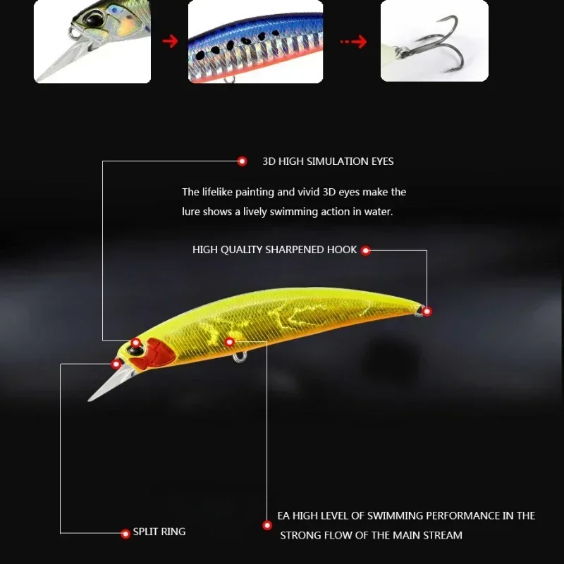 Obtenga la captura más grande con señuelos de pesca, 1 Uds., cebo para pececillos de fregadero, 95mm/15g con cuerpo de plástico realista, buceo con confianza - imagen 5