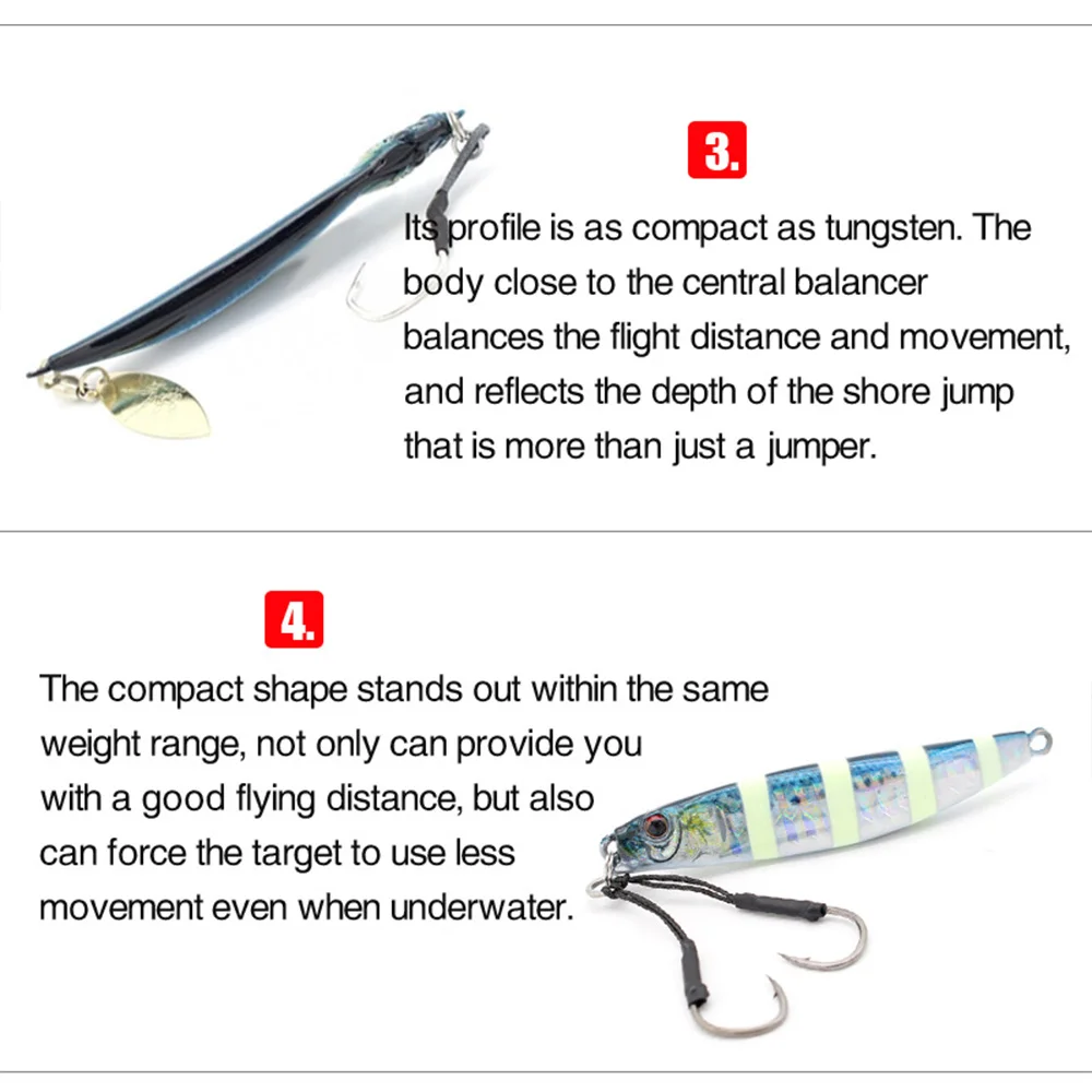 Plantilla de Metal con impresión 3D, aparejos de cebo para lubina, trucha, arrastre de arrastre, plantillas fundidas, 7,5 cm, 40g, atún, agua salada, señuelo de Jigging lento, pesca en mar, 1 ud. - imagen 4