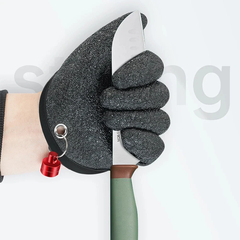 Guantes de pesca para atrapar peces, antideslizantes, duraderos, de punto, con dedos completos, impermeables, para trabajo, a prueba de cortes, cierre, ropa izquierda y derecha, protege la mano - imagen 3