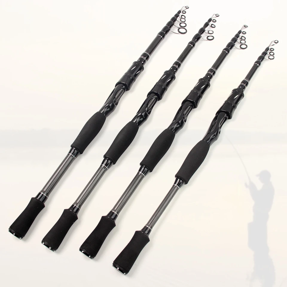 Nuevo 1,8 m 2,1 m 2,4 m 2,7 m caña de pescar de carbono 7-28g peso de señuelo caña giratoria telescópica caña de pescar de viaje portátil - imagen 3