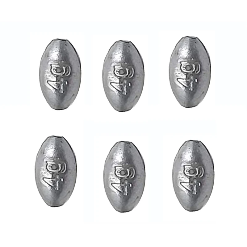Pesas ovaladas para pesca de lubina, accesorios de aparejos de plomo, gusano, 50 piezas, 4g