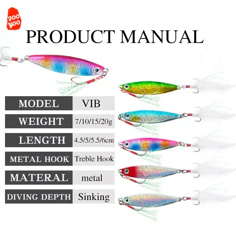 Señuelo de Pesca Minnow de 7/10/15/20g, 4,5/5/5, 5/6cm, aparejos de Pesca de lubina a rayas, Metal VIB Crankbait - imagen 5