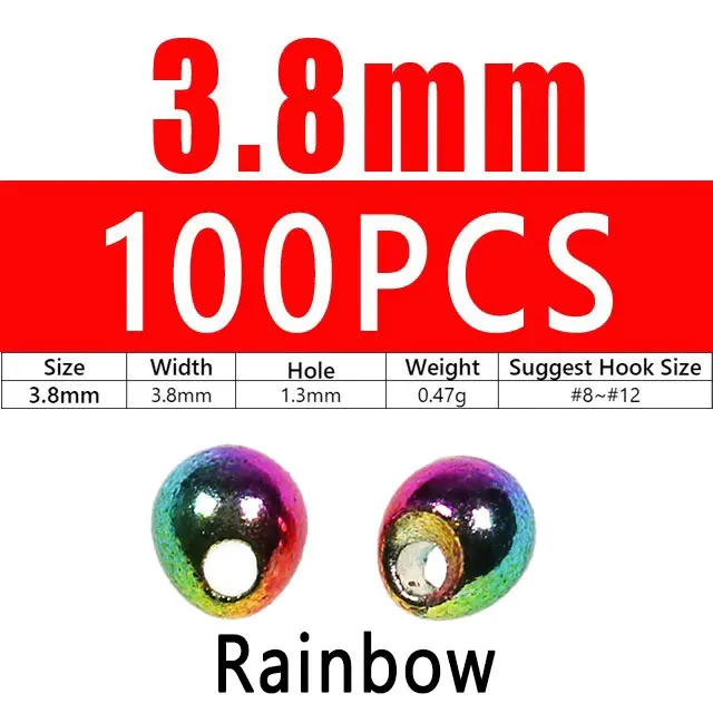 100pcs 3.8mm Rainbow