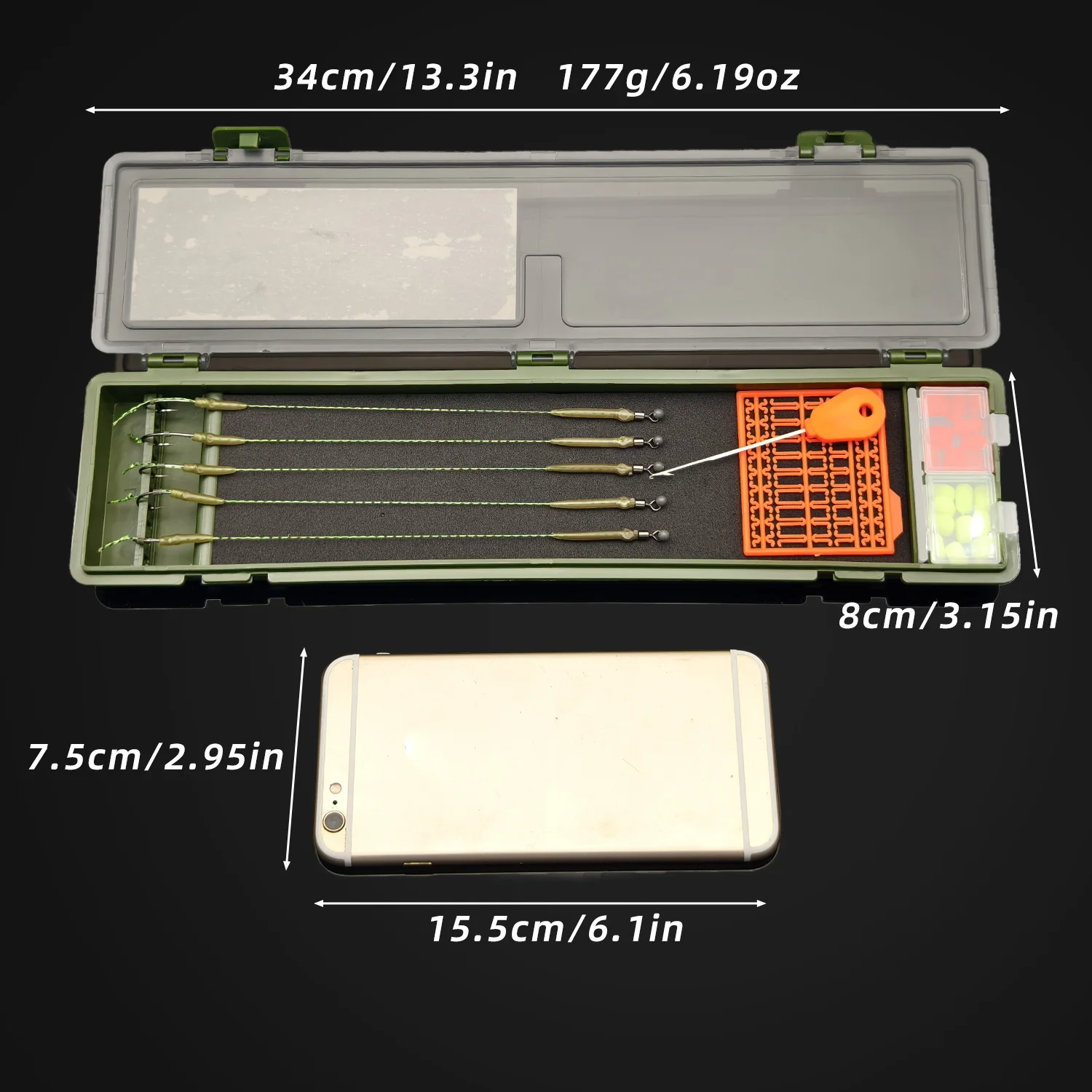 89 Uds. Caja organizadora de accesorios de pesca de carpa que incluye 5 uds. De aparejos para el cabello con gancho, 1 Uds. De agujas de cebo, 20 cebos, 63 Uds. De tapones - imagen 4