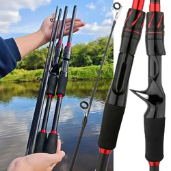 Caña de pescar con señuelo de fibra de carbono ultraligera, mango ergonómico de acción rápida giratoria para agua salada y dulce Compatible