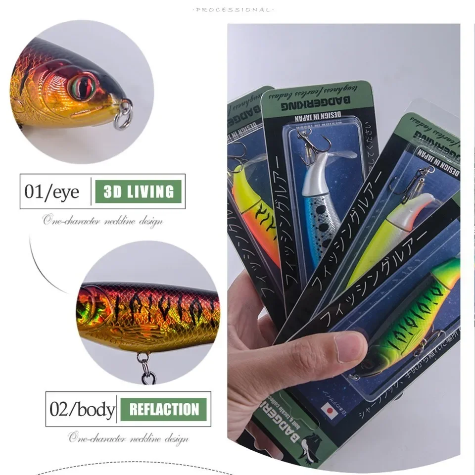 Señuelo de pesca wobblers, cebo artificial para pesca de lubina, acción acuática, 10cm, 17g