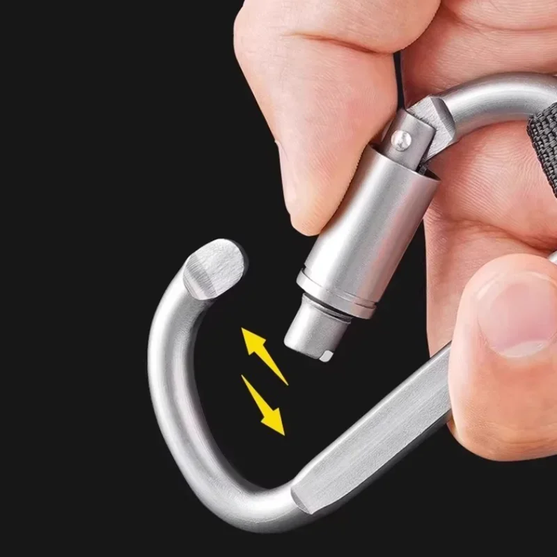 Mosquetón de aleación de aluminio con cerradura en forma de D para bicicleta eléctrica, gancho para cochecito con palo mágico fuerte multifunción Universal - imagen 3