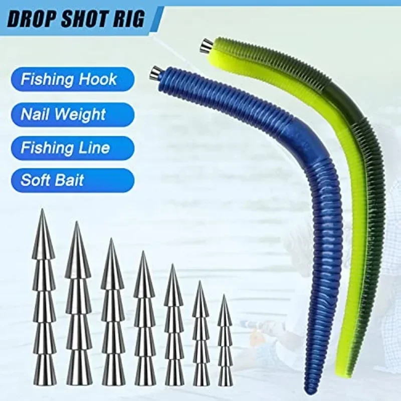 Juego de pesas de tungsteno para pesca de lubina, Kit de manicura para gusano, 7 piezas - imagen 4