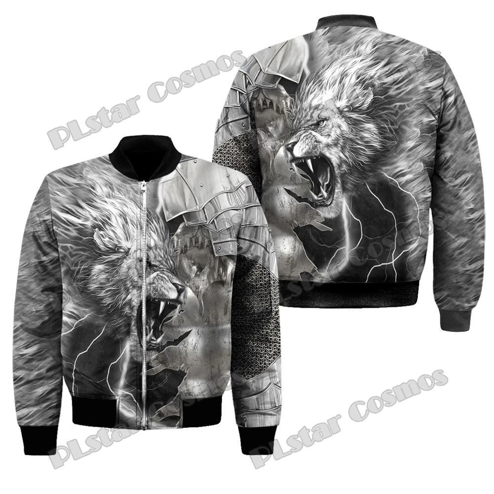 Chaqueta Bomber de invierno para hombre, abrigo con cremallera y bolsillo grueso con estampado 3D de cuervo y dragón, chaqueta cálida informal Unisex con cremallera FX-08 - imagen 2