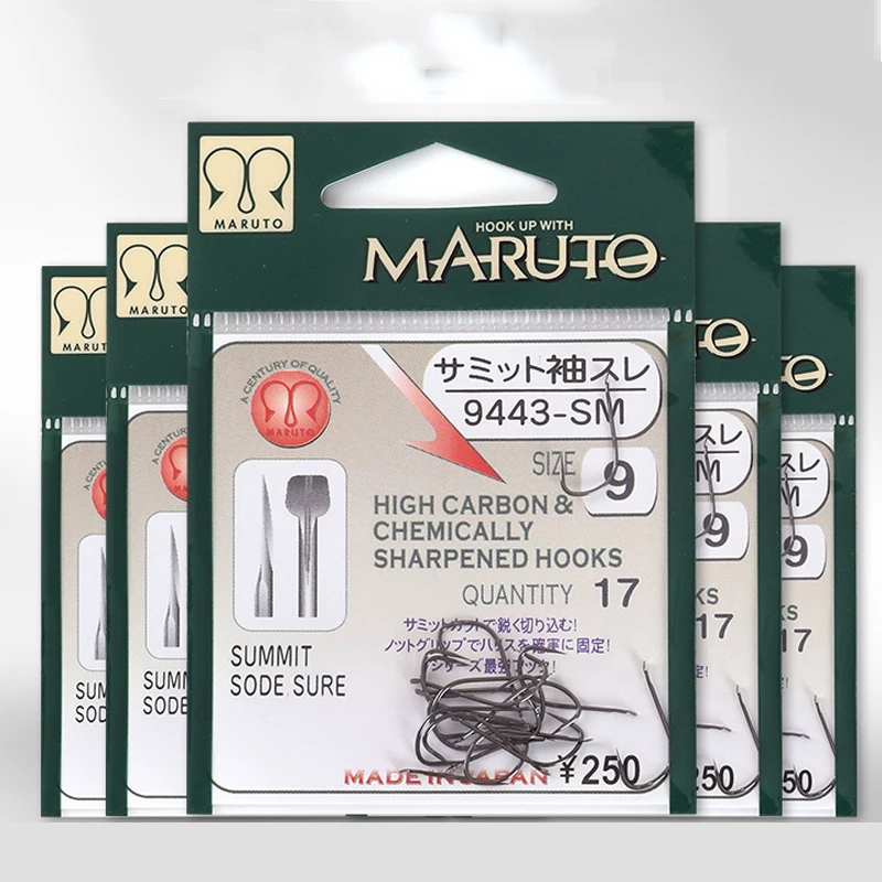 MARUTO-anzuelo de pesca sin púas, gancho de aguja SP con manga negra, ranura de mango de aguja, gancho de carpa de cruciano plano ranurado Original japonés - imagen 2