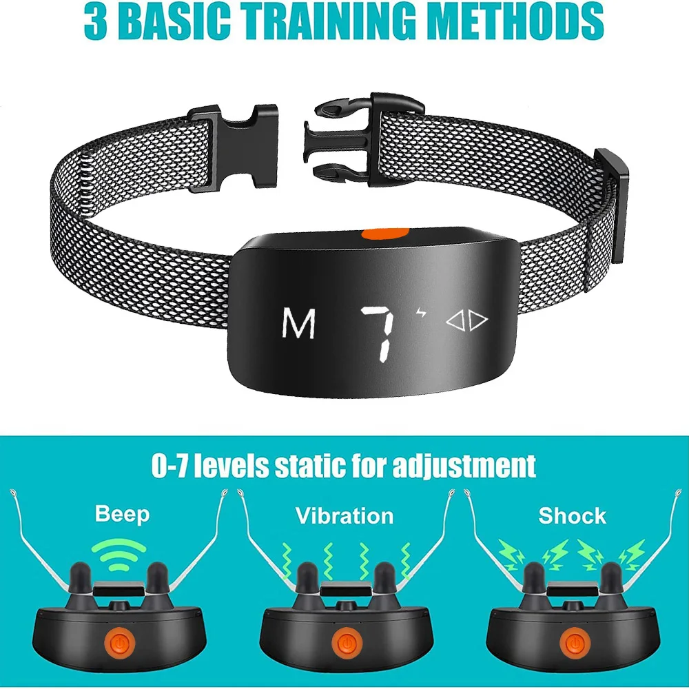 Collar de entrenamiento para perros antiladridos, automático, recargable por USB, con modos de choque y vibración, para dejar de ladrar los perros, mascotas antiladridos - imagen 3