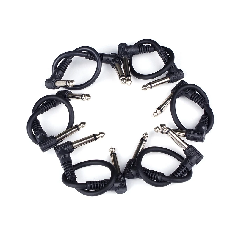 Dispositivo de efecto de guitarra de calidad de sonido sin pérdidas, línea de conexión de 6,35mm, Cables de Pedal de parche de 21,5 cm, cable de ángulo recto, Cables de cobre, 6 uds. - imagen 5