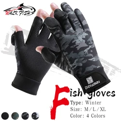 WALK FISH-guantes de pesca con tapa para pantalla táctil, silicona gruesa, antideslizantes, impermeables, resistentes al desgaste, Otoño Invierno al aire libre