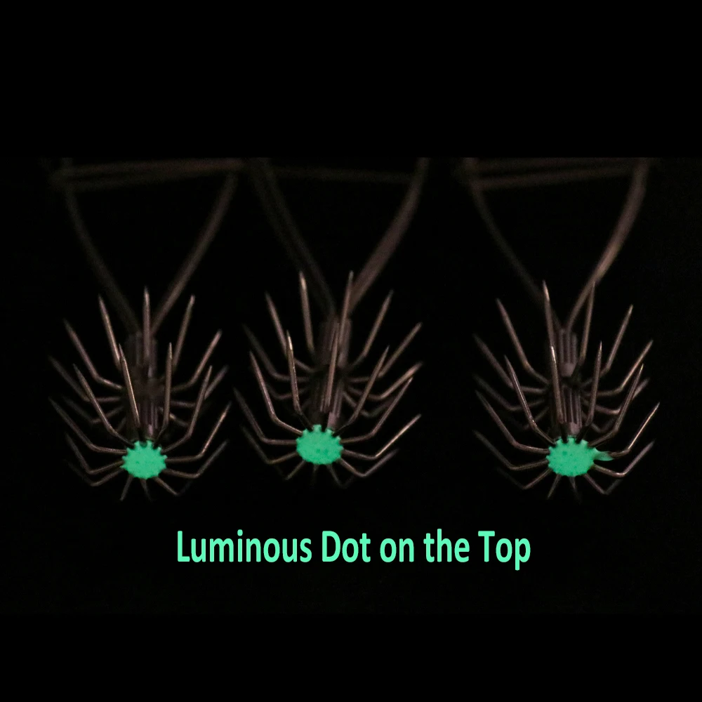 Wifreo-anzuelo de calamar de acero inoxidable, punto luminoso, gancho de paraguas de doble capa, calamar, sepia, pulpo, anzuelos de pesca - imagen 4