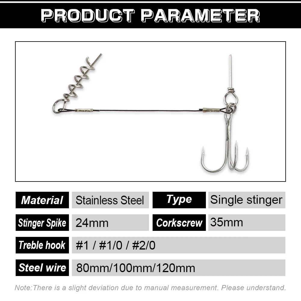 Spinpoler-3 piezas de plomo para pesca, sacacorchos afilado, Triple gancho, aparejo para pesca de Lucio, accesorios para señuelos Softbait Shad - imagen 2