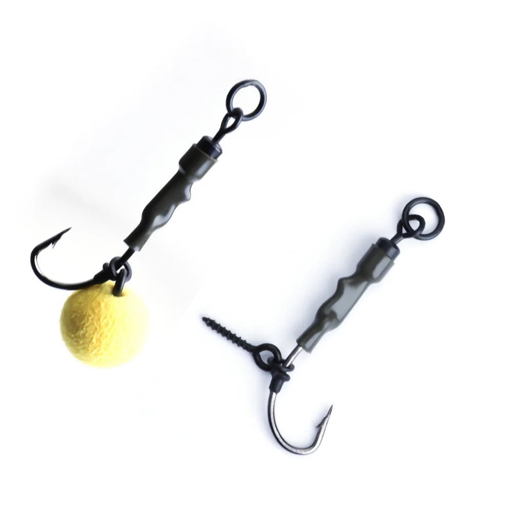 3 uds negro Anti inferior pesca Combo-gancho púa carpa anzuelo con tornillo Boilie pesca de carpa Combo-gancho herramientas de pesca - imagen 4
