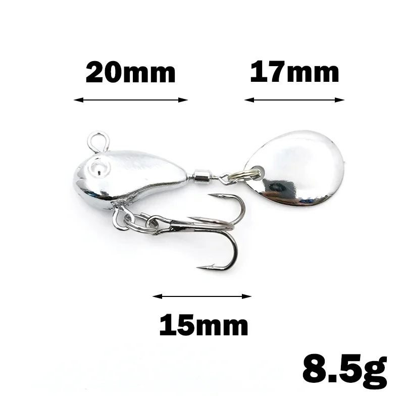 OUTKIT-Mini VIB de Metal con cuchara, señuelo de pesca de 8,5g, aparejos de pesca en hielo para invierno, Pin Crankbait, Spinner de vibración, cebo que se hunde